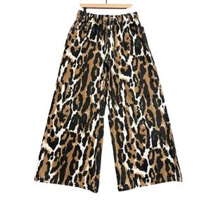 Aje Studio Sienna Jeans Womens 6 Animal Leopard Print Wide Leg Boho Streetwear